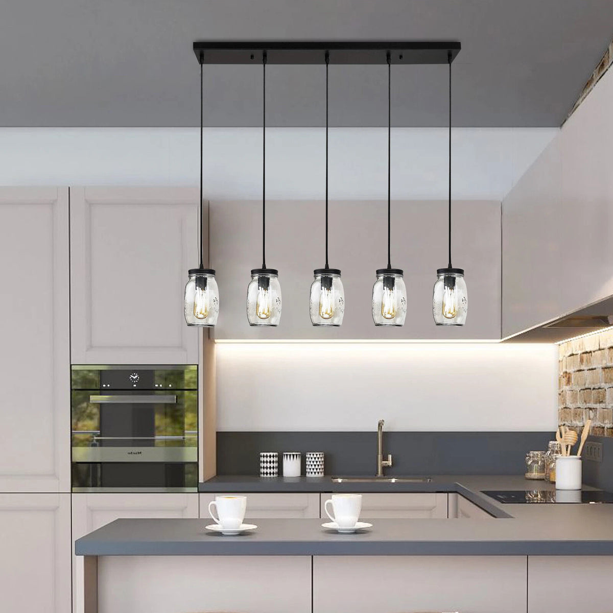 Mason Jar Chandelier Pendant Light Fixture for Kitchen Island