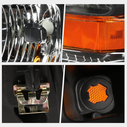 Set of 2 Black Housing Headlight Amber Corner Lamps for Ford F250/F350 (2008–2010)