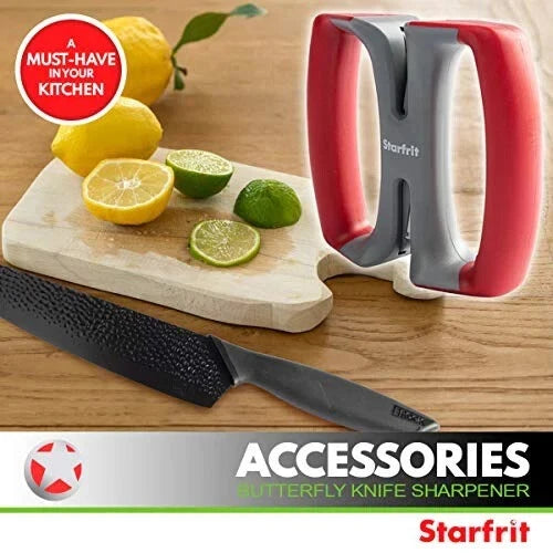 2X Starfrit Butterfly Knife Sharpener with Ceramic Stones - Red