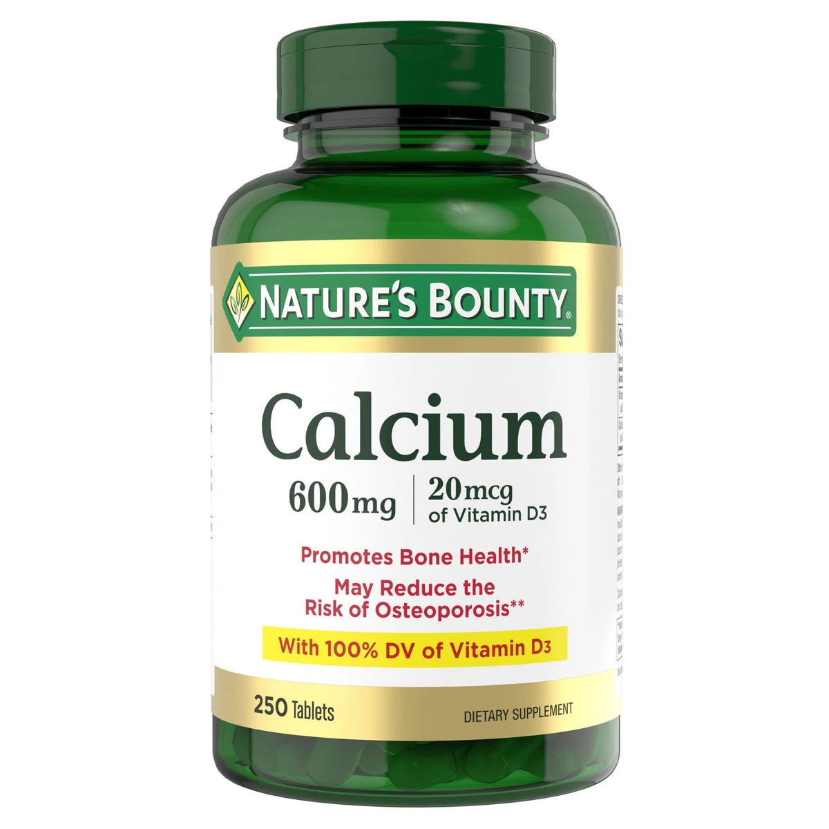 Calcium Carbonate & Vitamin D for Health Supplements (Pack of 250)