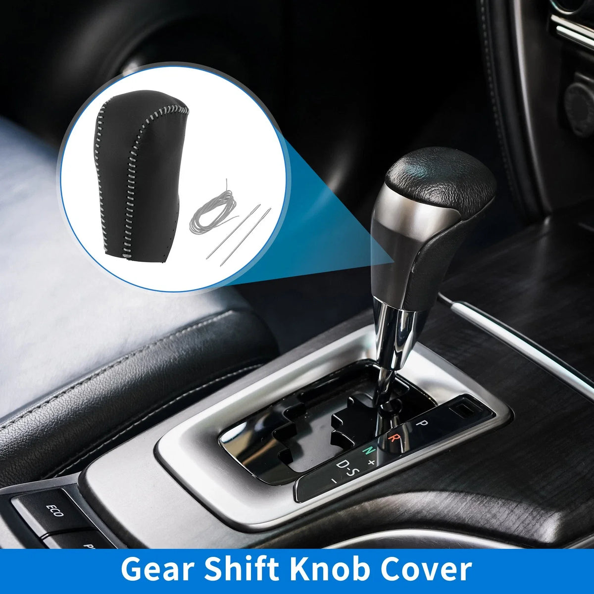 1 Pc Gear Shift Knob Cover for Toyota RAV4 (2013–2016) Black Gray Faux Leather