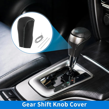 1 Pc Gear Shift Knob Cover for Toyota RAV4 (2013–2016) Black Gray Faux Leather