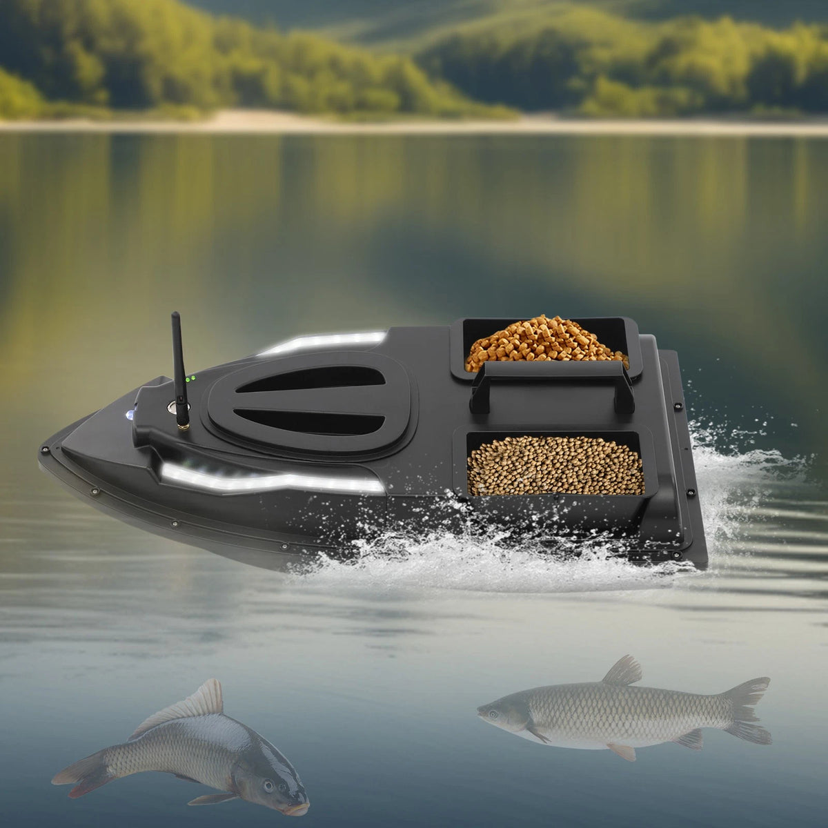 Double Bait Hooper Fishing Bait Boat with Remote Control