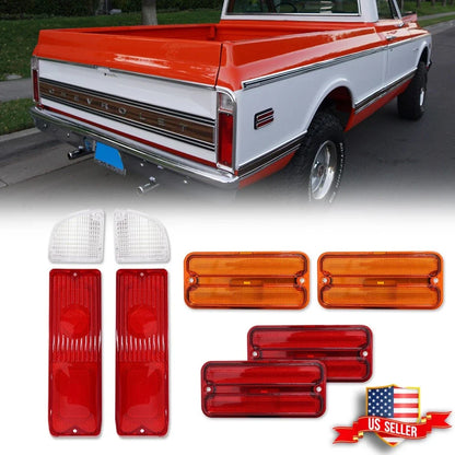 Set of 4 Tail Light Lens Backup Side Marker for 1968-1972 Chevy GMC Truck
