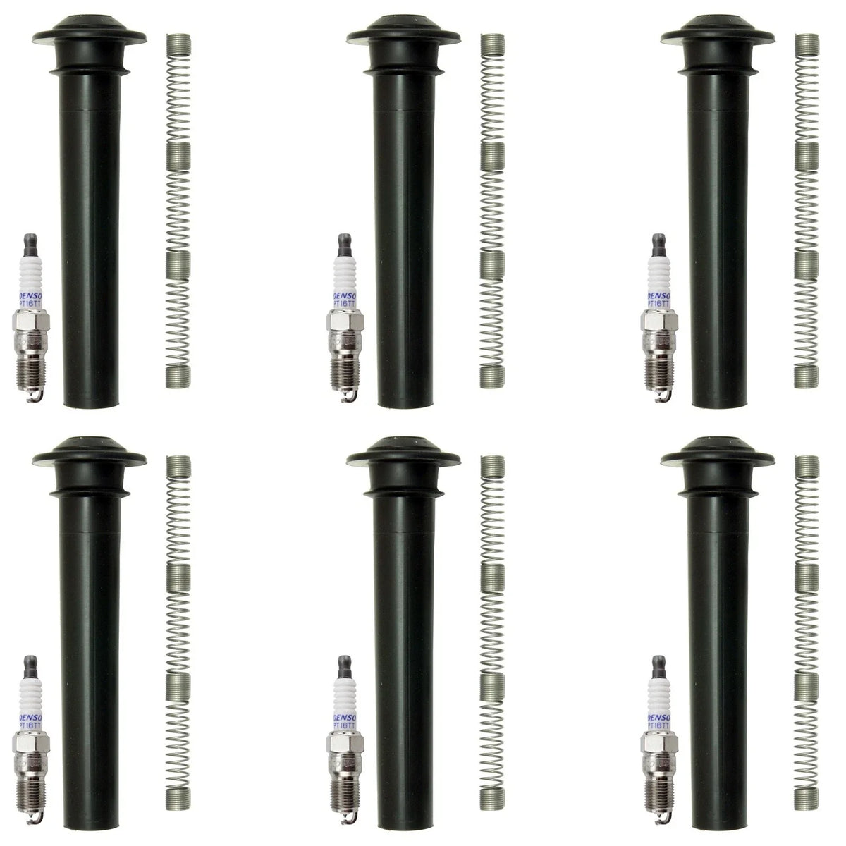 Set of 4 Denso Platinum TT Spark Plugs & NGK Coil Boots for Escape Sable (1995–2004)