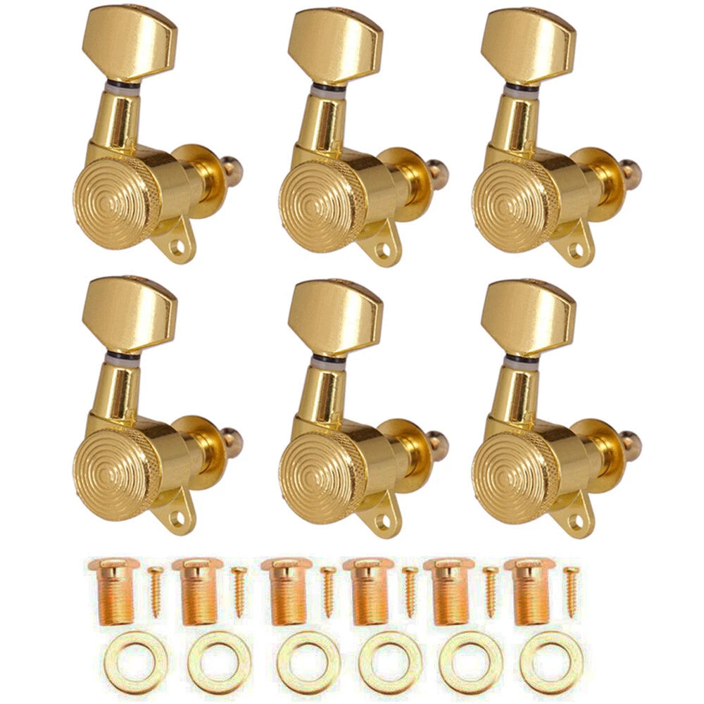 6R Inline Locking Tuning Pegs for Guitar - Gold Machine Heads