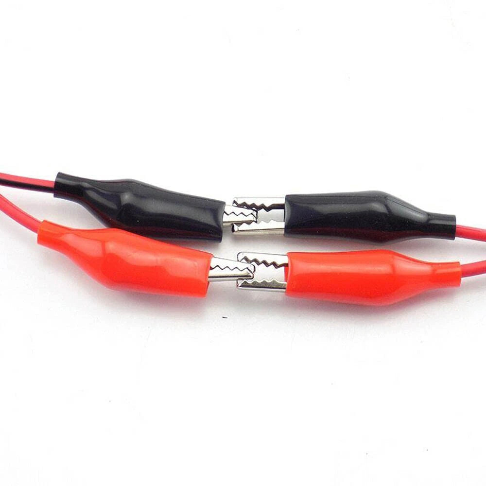 Set of 10 Dual Red & Black Test Leads with Alligator Clips 16GA Wire
