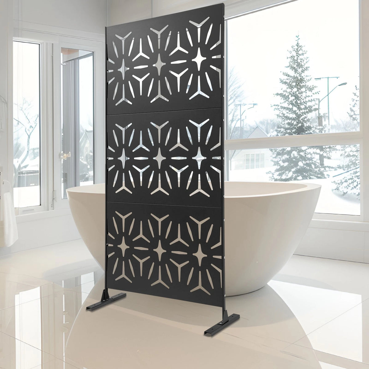 3X Black Steel Room Divider Panels for Home Office