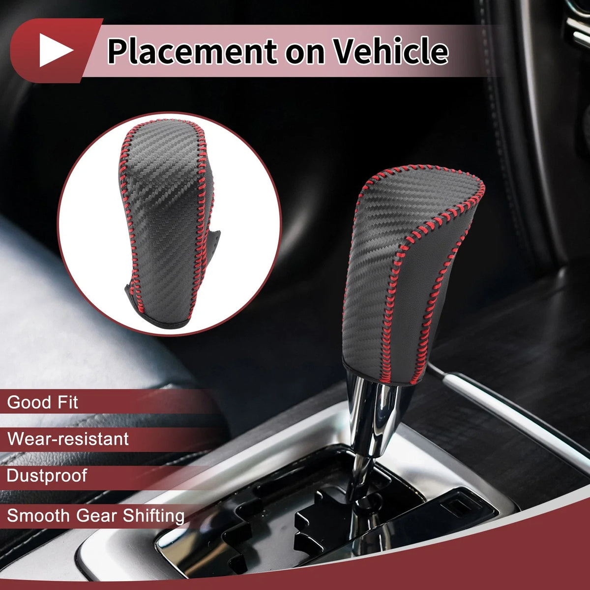 Gear Shift Knob Cover for Ford Fiesta (2009–2012) Black Red