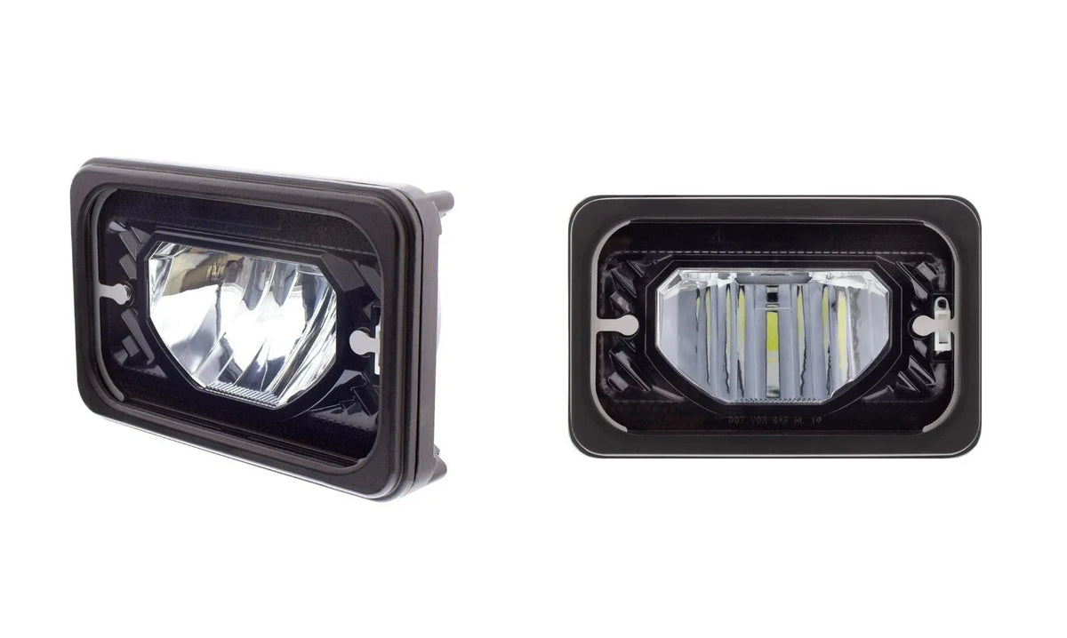Heated LED Low Beam Headlights for ULTRALIT 4x6 Black Glass Lens Pair (—)