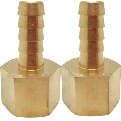 2X Brass Hose Fittings 3/8" NPT Female to 5/16" Barb
