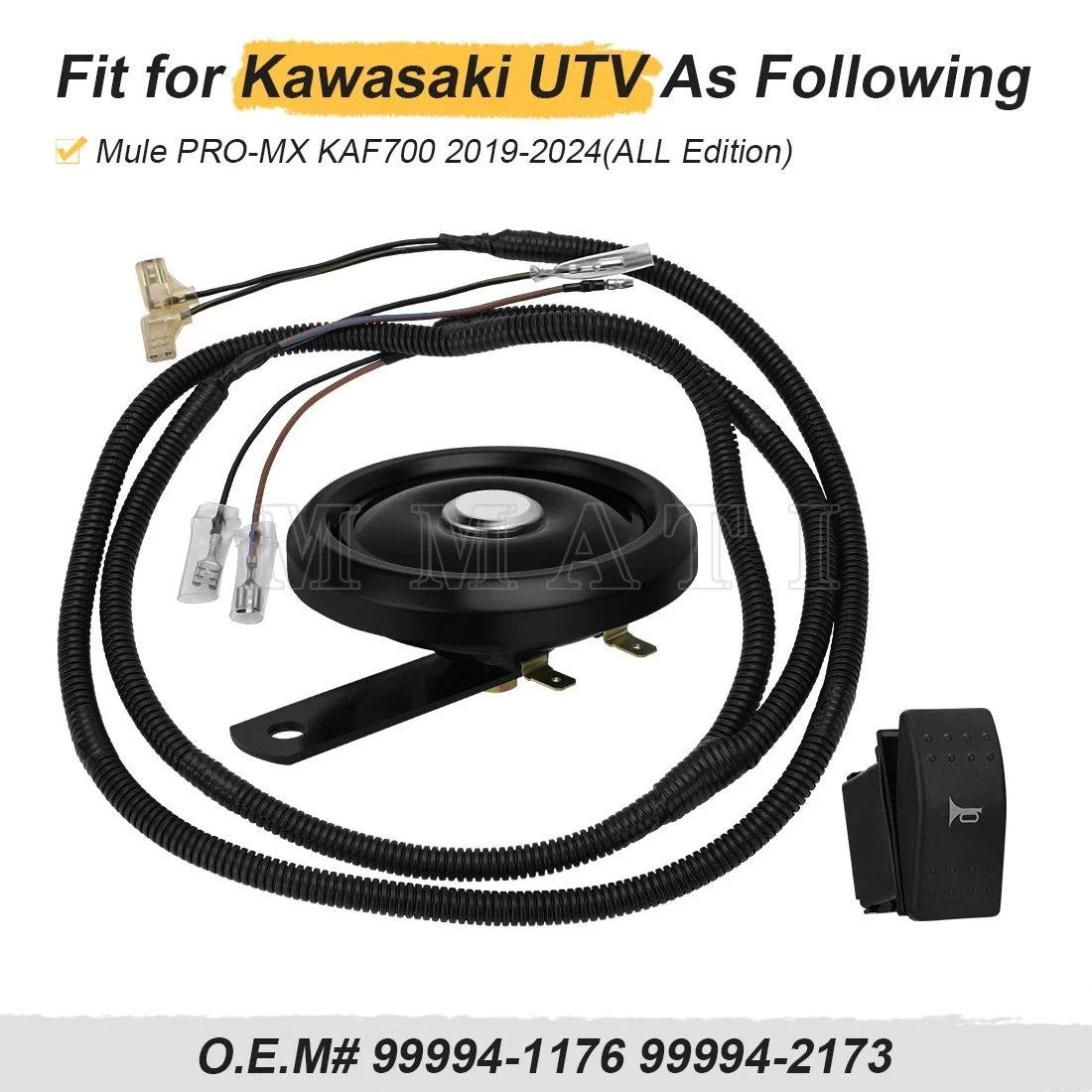Horn w/ Wire & Switch Kit for Kawasaki Mule Pro-MX KAF700 (2019–2024)