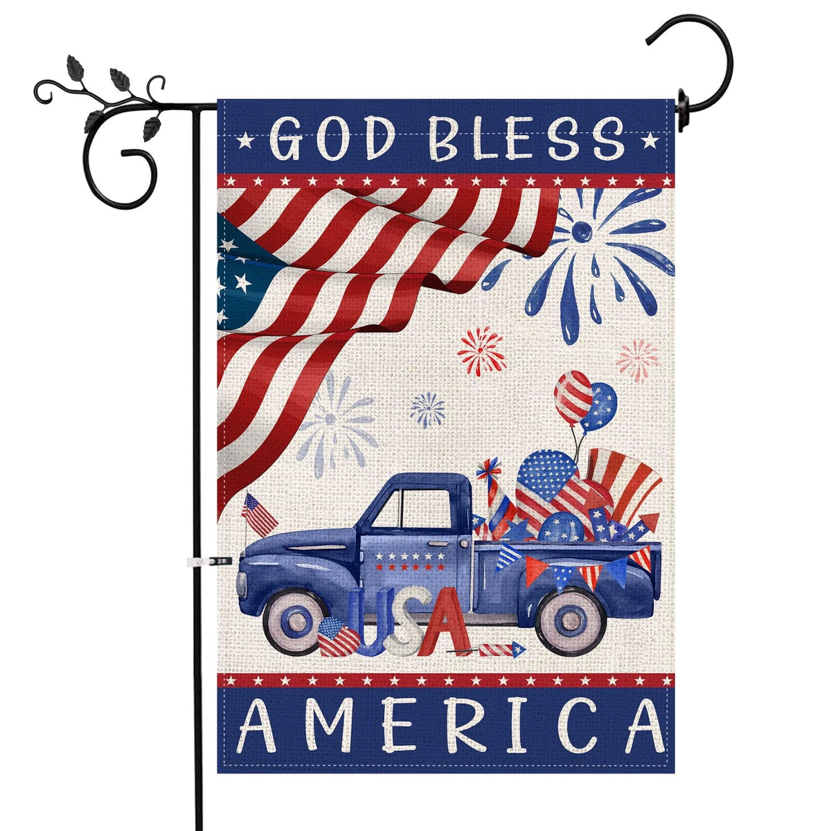 Set of 2 Double-Sided 4th of July Garden Flags 12x18