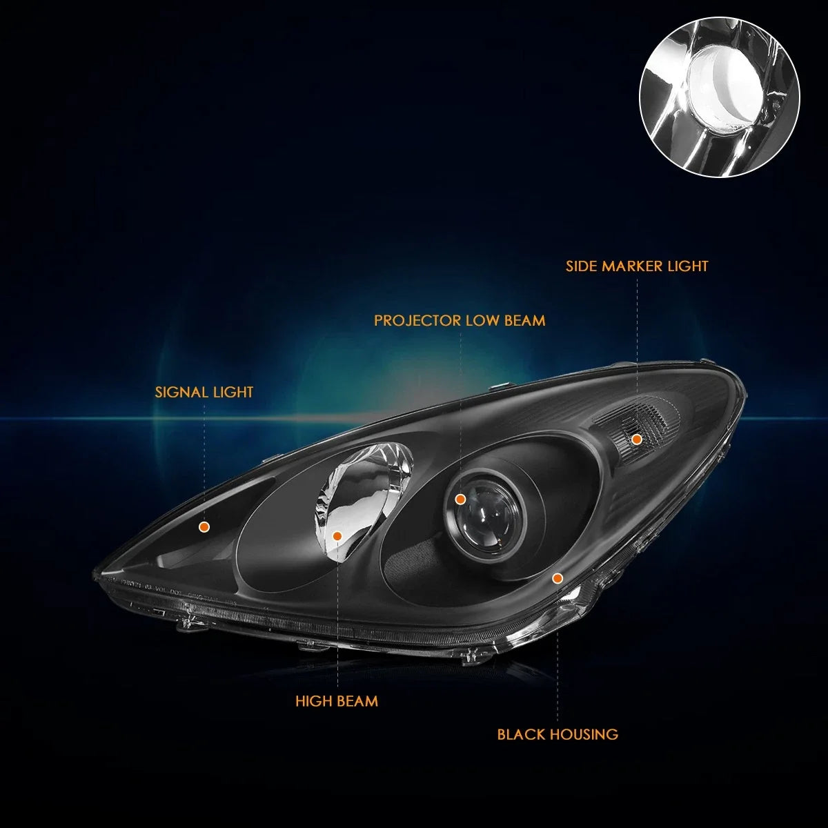 Projector Headlights for Lexus ES330 (2004–2006) - Black Housing, Clear Corner