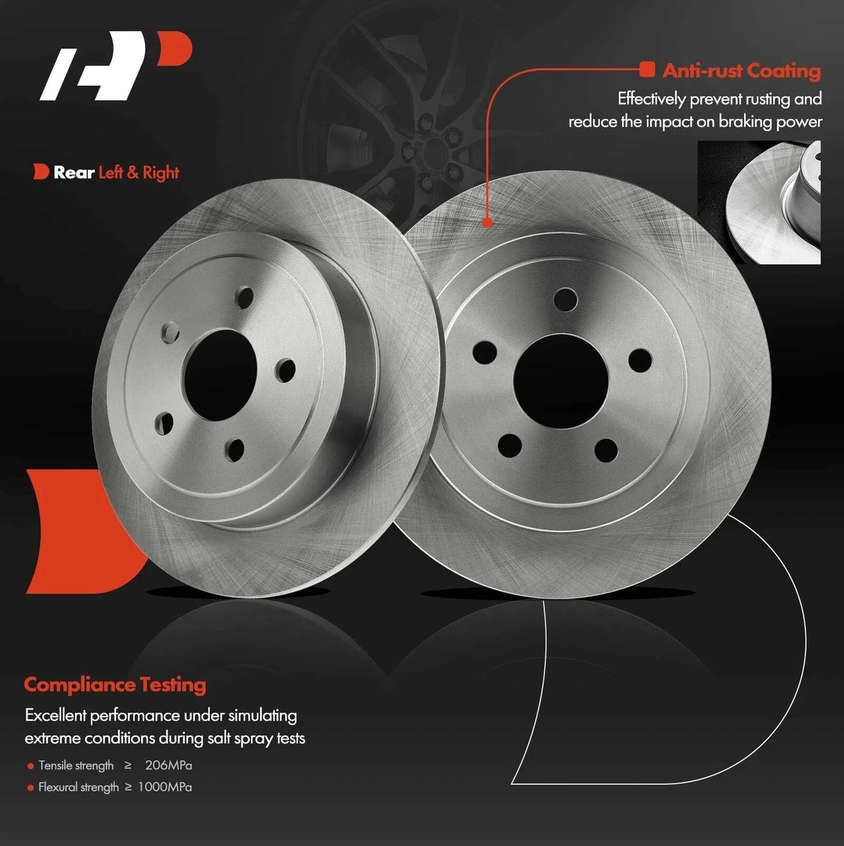 Rear Disc Brake Rotors for Chrysler Sebring, Dodge Stratus (1996–2006)