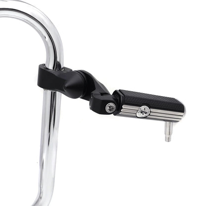 1-1/4" Chrome Black Short Angled Gear Skull Foot Pegs for Motorcycle