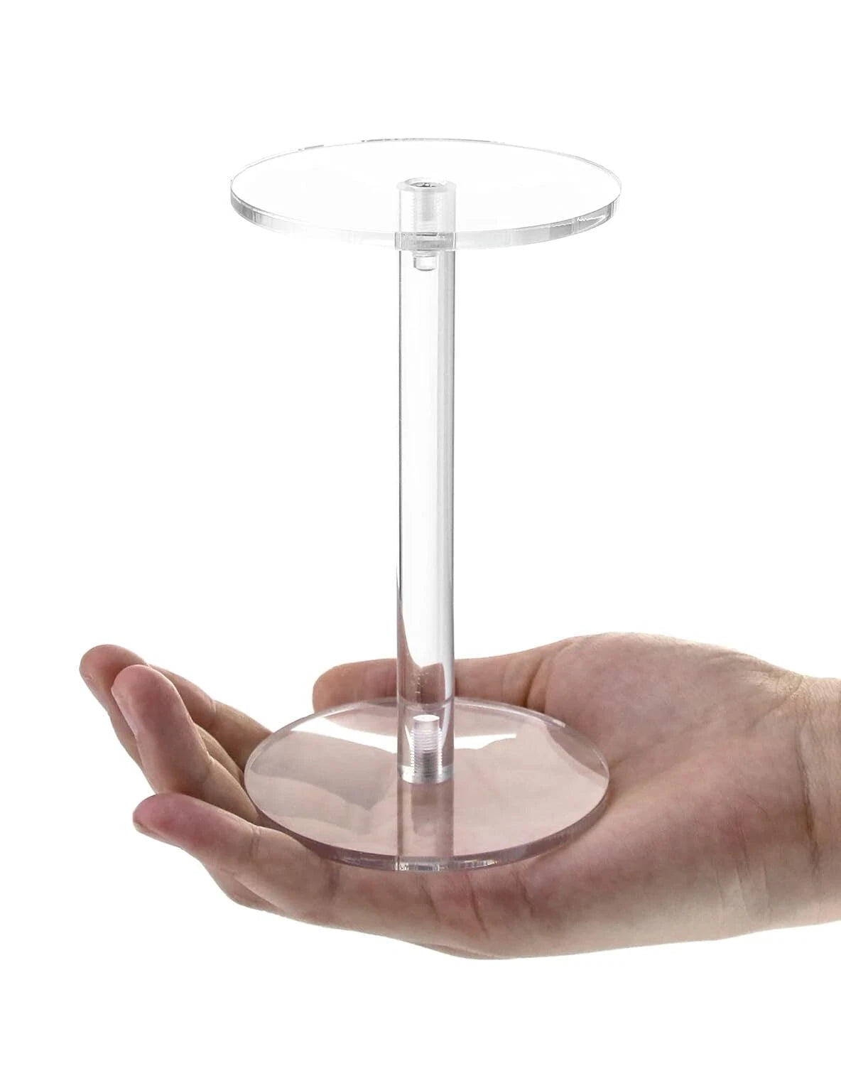 Set of 3 Round Acrylic Display Stands Pedestal Clear Risers