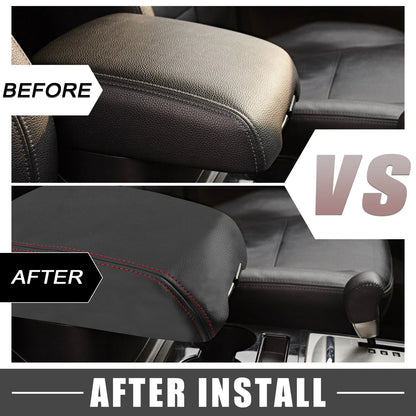 Center Console Armrest Cover for Dodge Durango (2011–2021) Black Red Stitches 723115424430