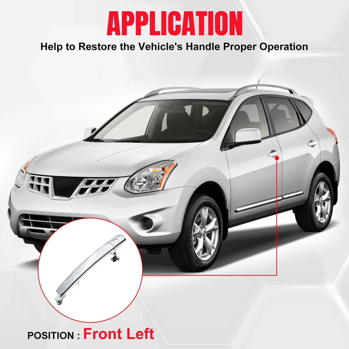 Exterior Door Handle Left Front Driver Side for Nissan Rogue (2010–2015)