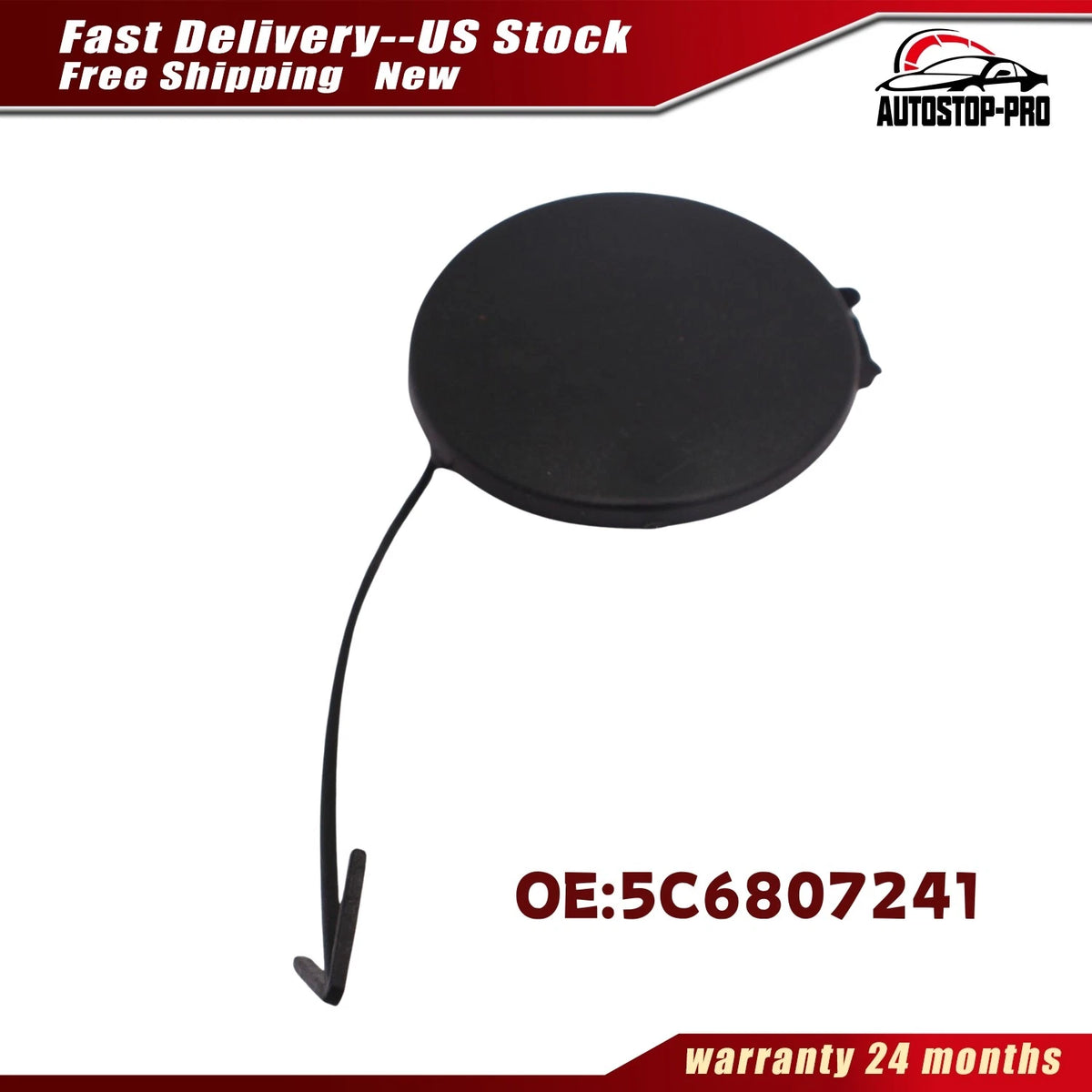 Bumper Cover Tow Hook Eye Cap for Jetta MK6 (2011–2014) 5C6807241, 5C6 807 241 B GRU, 5C6807241BGRU