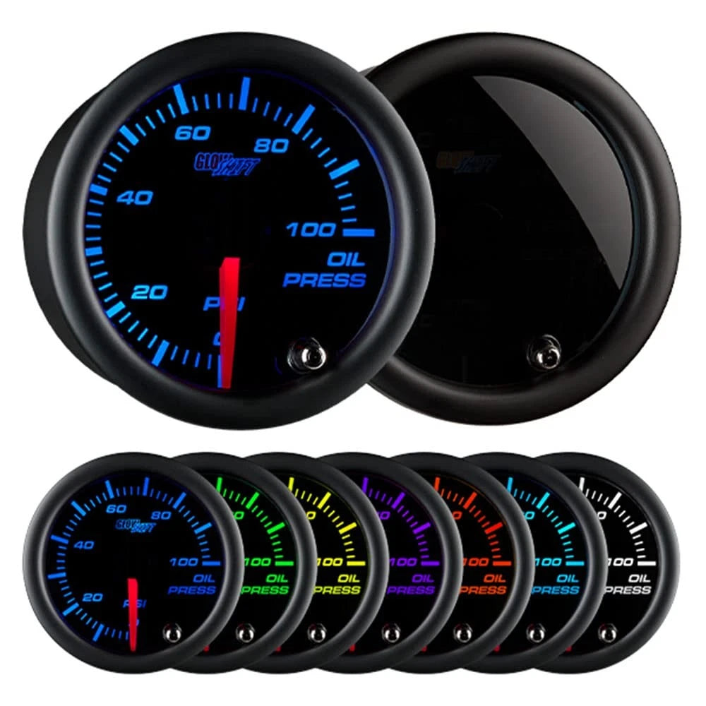GlowShift 7 Color 100 PSI Oil Pressure Gauge Kit for Universal Fit (2000–2023)