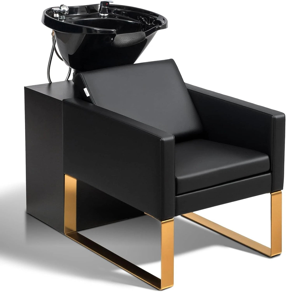 Shampoo Chair and Bowl Set for Salon & Spa (Ergonomic Design, Black)