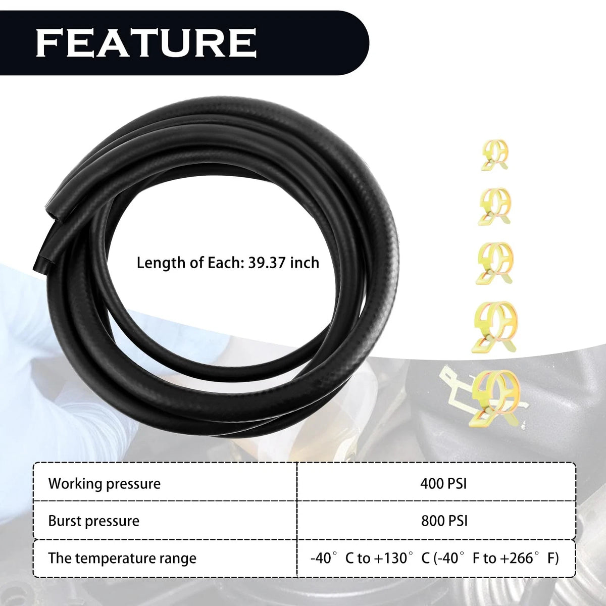 5PCS Fuel Line Hose Set for (3/8, 1/2, 5/16, 1/4, 3/16)