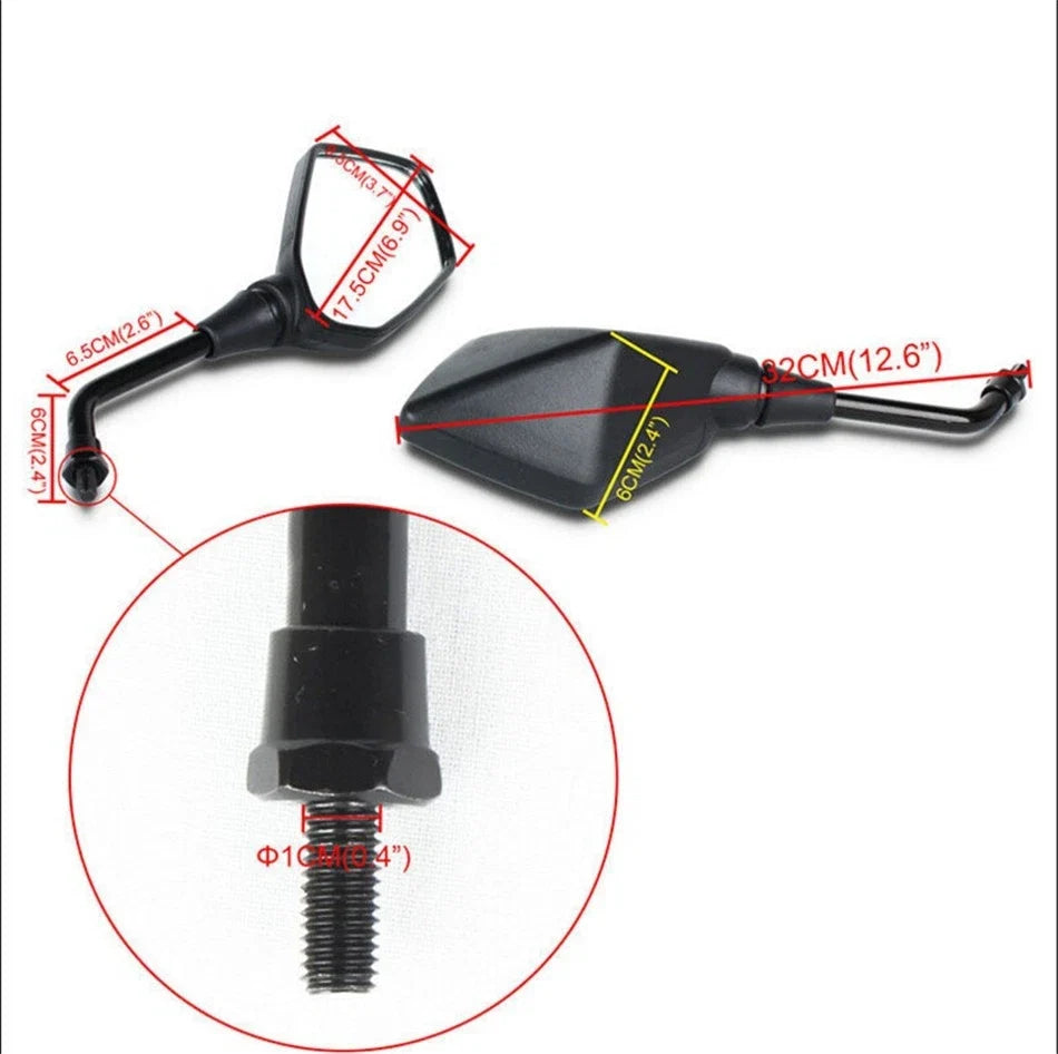 Rearview Mirrors for Kawasaki ER-6N, Zephyr 1100/750, KLE400, KLE500, Versys 1000
