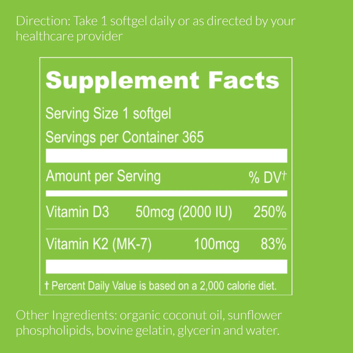 Liposomal Vitamin D3 K2 2000 IU with MK-7 365 Count (Pack of 1)