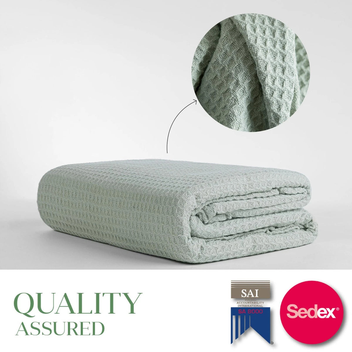 Queen Cotton Waffle Blanket 90x92 Lightweight All Season Throw