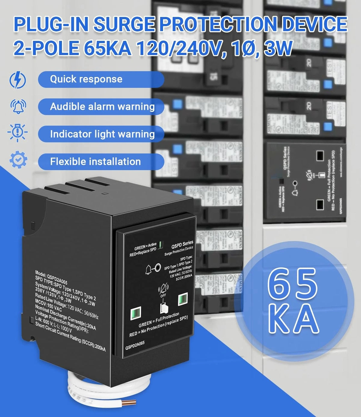 2-Pole Surge Protection Device for Siemens QSPD2A065P