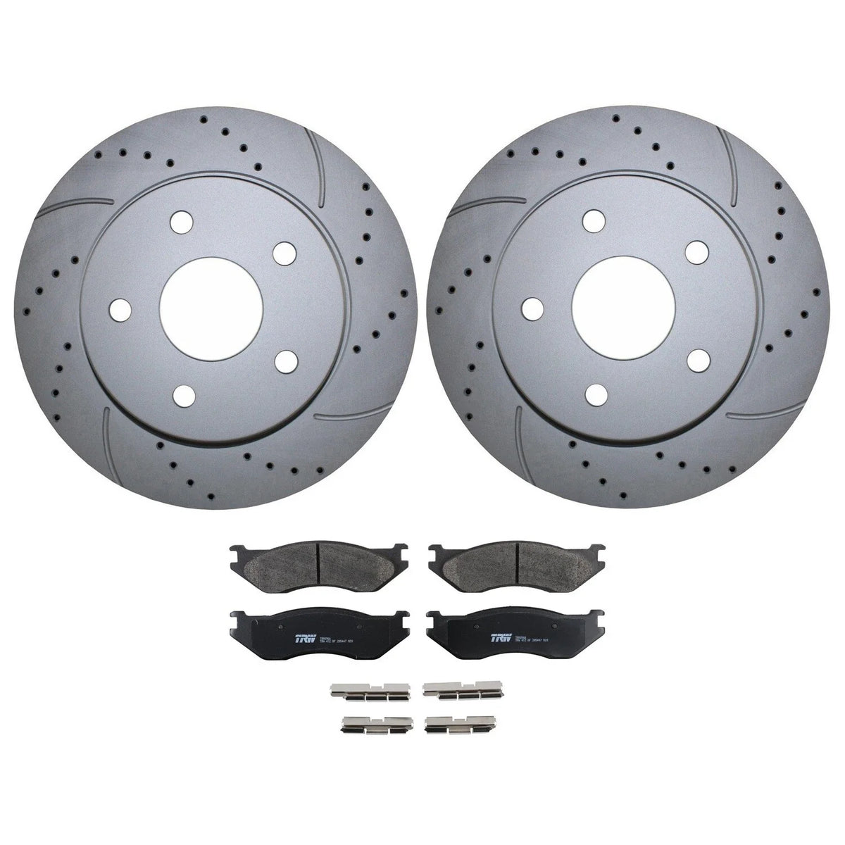 Front Brake Kit 336mm Drilled Disc Rotors & TRW Metallic Pads for Durango Ram 1500 (2019–2023)