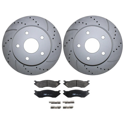 Front Brake Kit 336mm Drilled Disc Rotors & TRW Metallic Pads for Durango Ram 1500 (2019–2023)