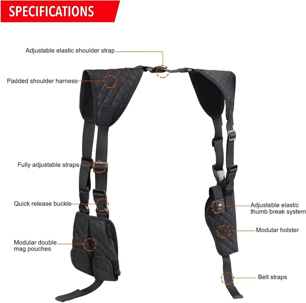Shoulder Holster with Double Magazine Pouch for Tactical Use