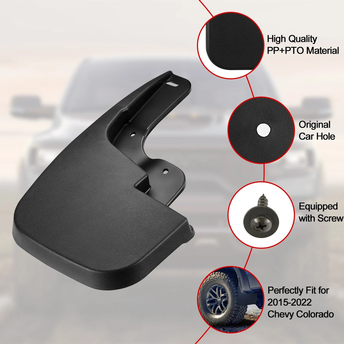 Mud Guards for Chevrolet Colorado (2015–2022) Front Rear Splash Flaps Set of 4