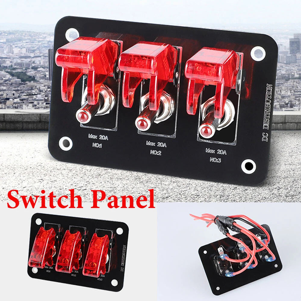 12-24V Red LED Rocker Ignition Switch Panel for Car Marine Boat