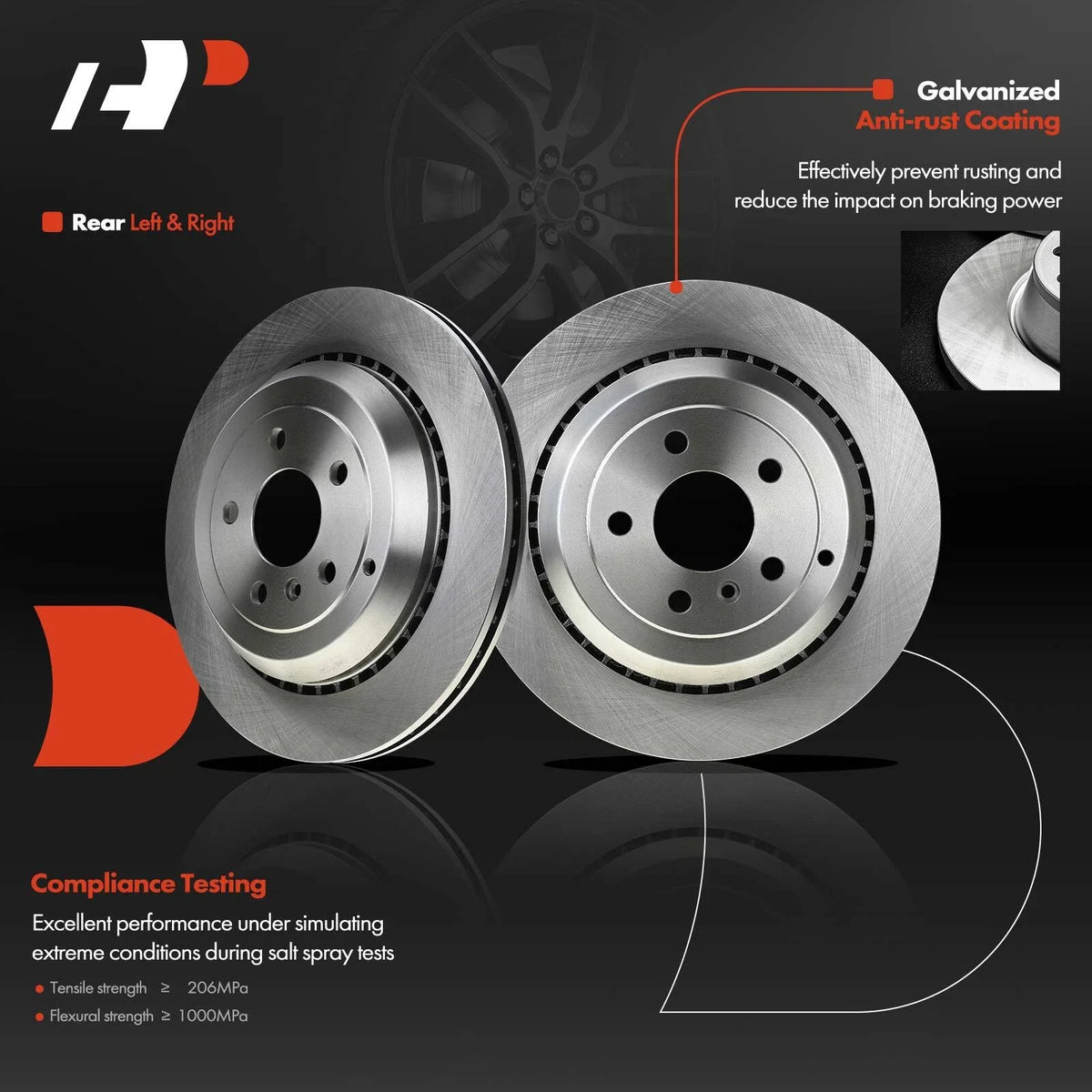Rear Disc Brake Rotors & Ceramic Pads for Mercedes-Benz ML550 (2008–2011)