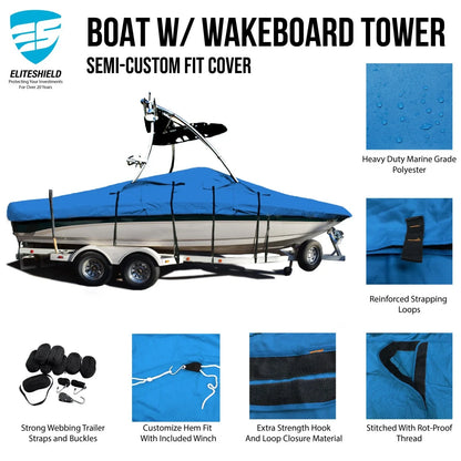 Boat Cover for Heavy Duty V-Hull Fishing Bowrider (17'-18')