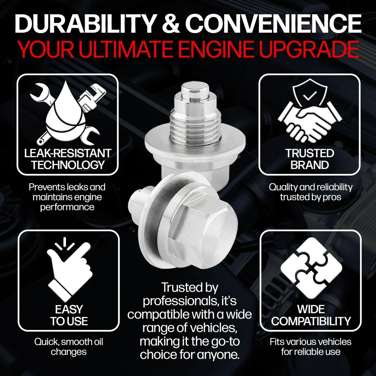M12 X 1.25MM Magnetic Drain Plug for Automotive Applications (Made in USA)