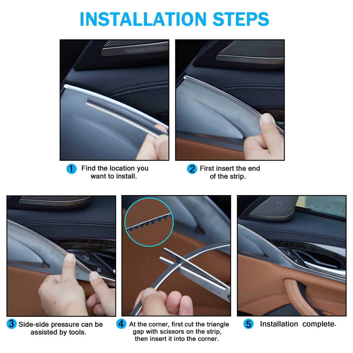 5M Silver Car Interior Moulding Strip for Universal Fit