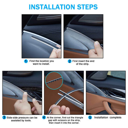 5M Silver Car Interior Moulding Strip for Universal Fit