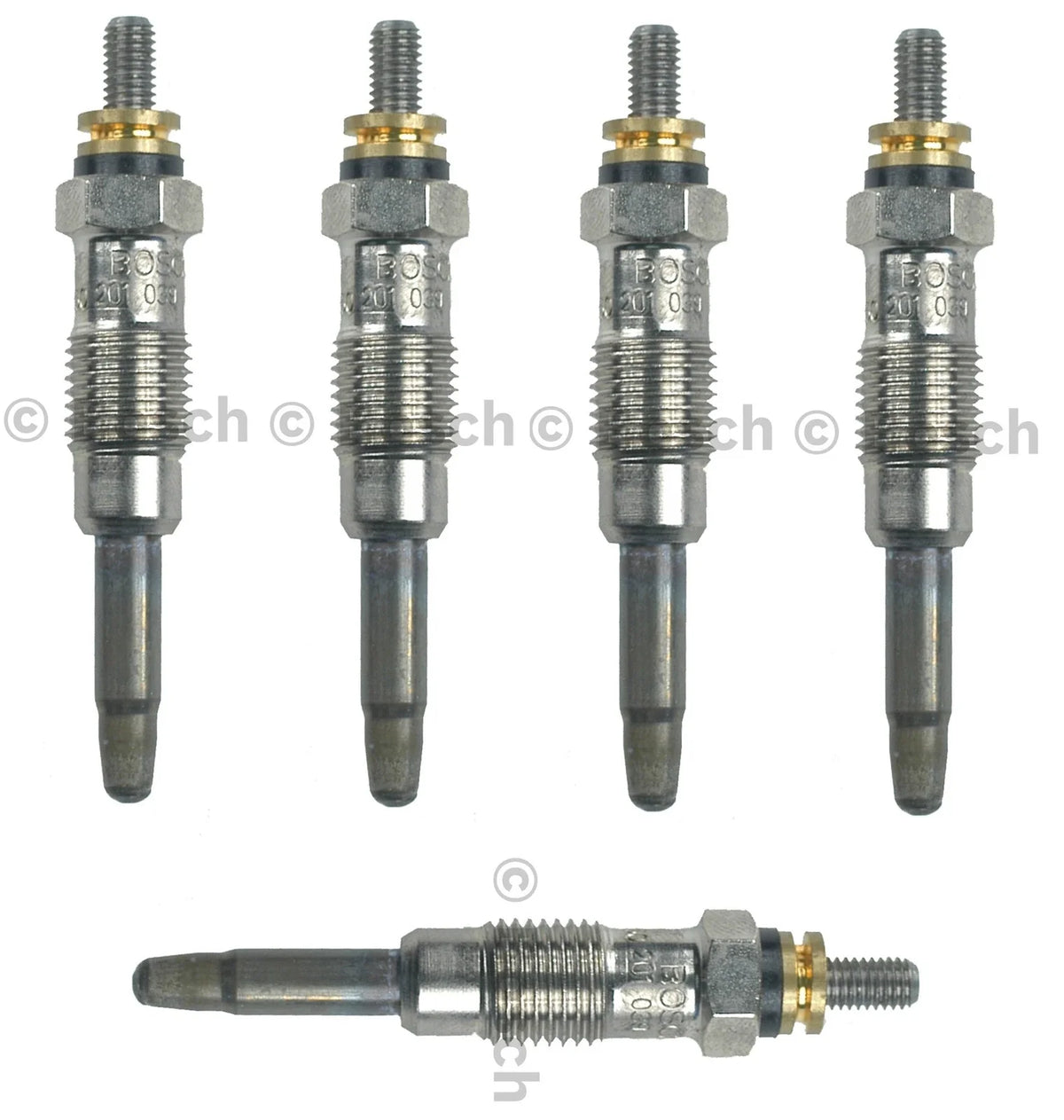 Set of 5 Glow Plugs for Mercedes W201 W123 (Bosch 0250201039)