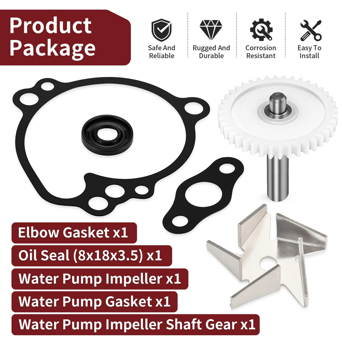 Water Pump Impeller Set for Kawasaki KX65 (59256-1064, 92049-1359)