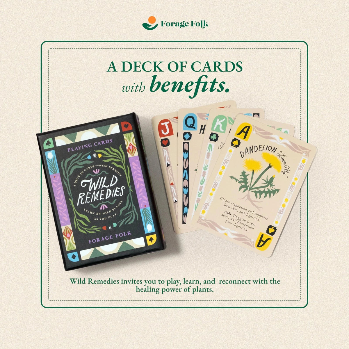 Set of 4 Poker Playing Cards in Earthy Tones and Vibrant Colors