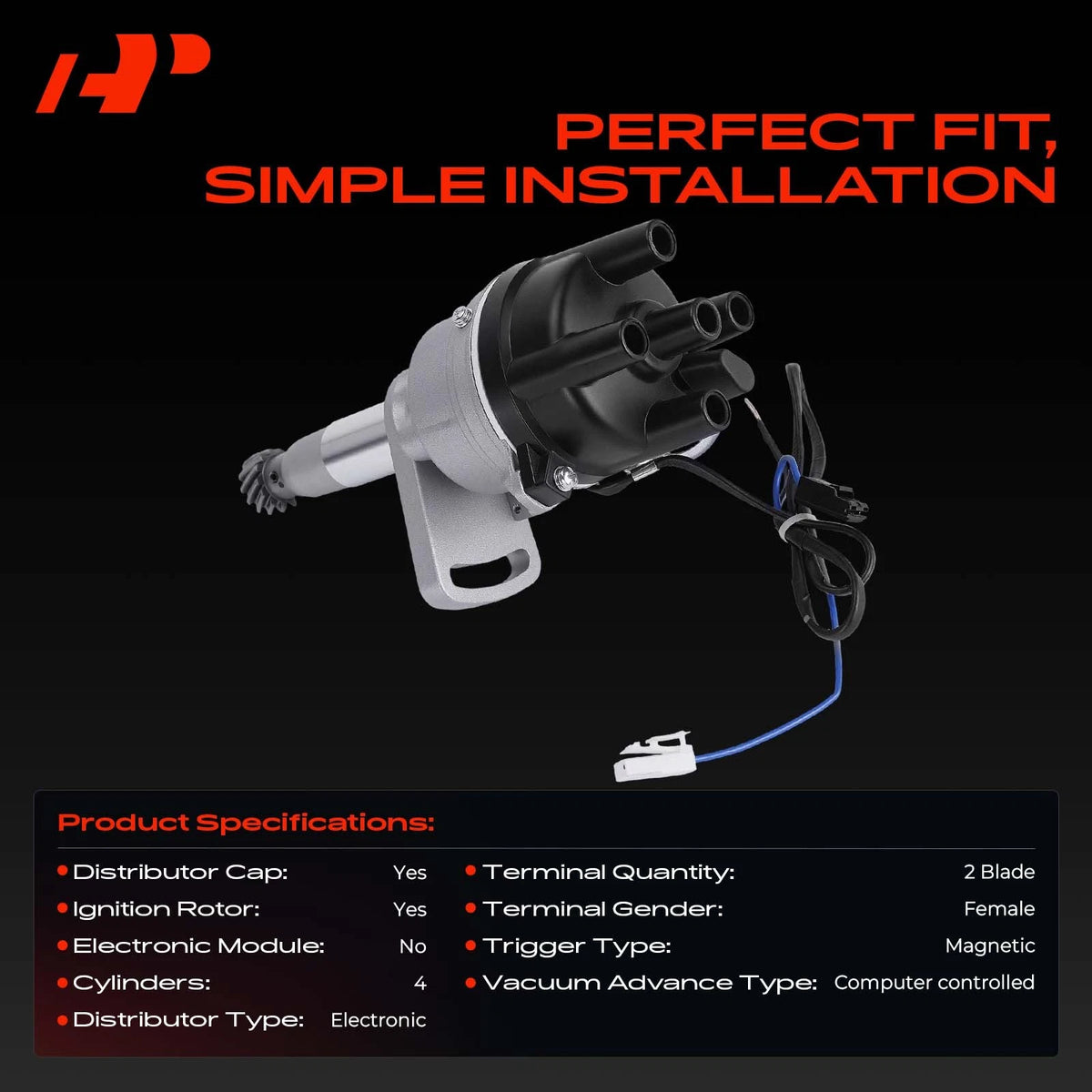 Ignition Distributor with Cap & Rotor for Mazda B2200 (1987–1993) T4T67473, MZ38, F24018200