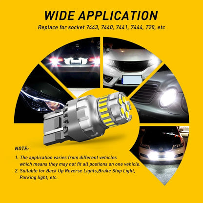 Set of 2 LED Back Up Reverse Light Bulbs for (7443 7440 7444)