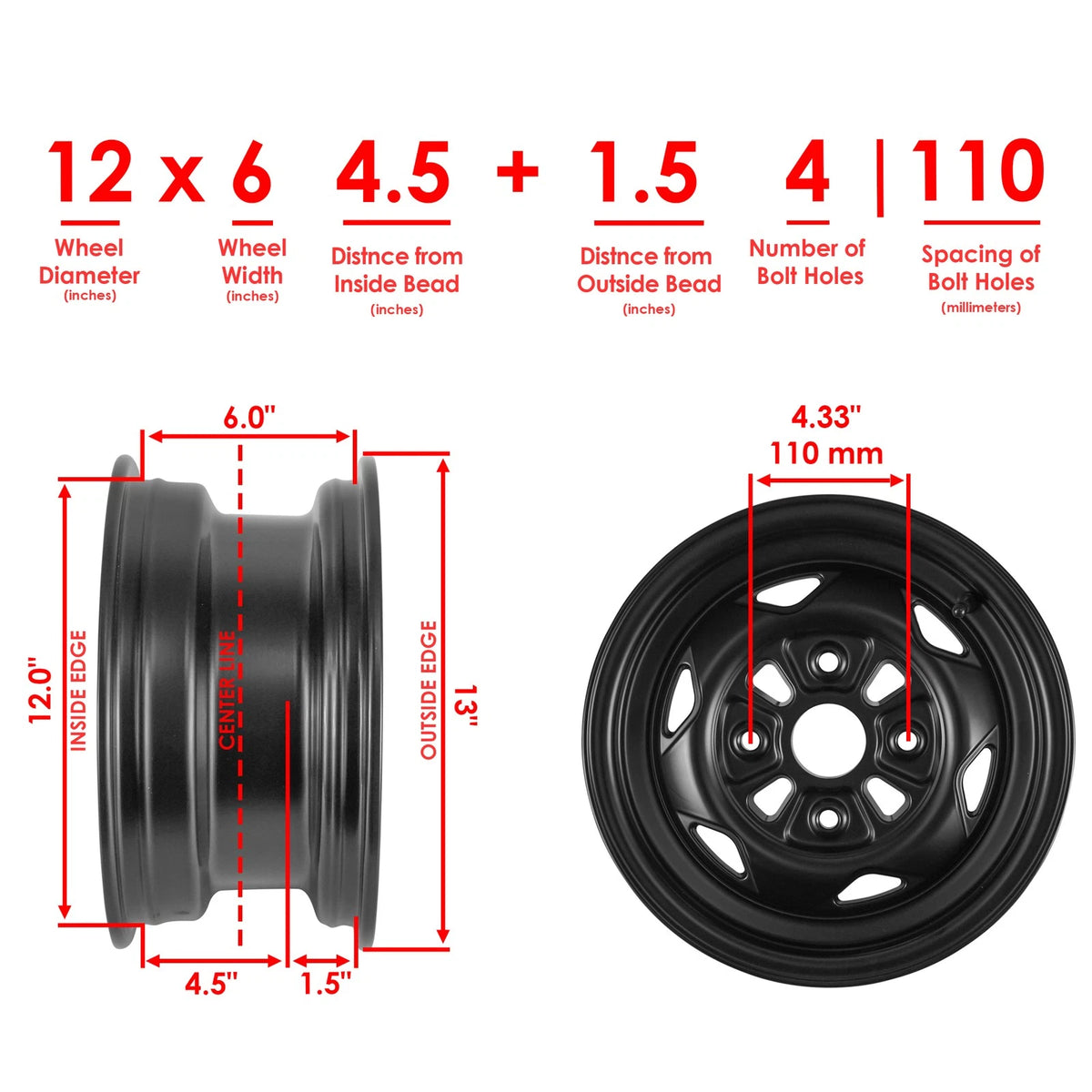 Celox Front Wheel Rim for Honda TRX520FE TRX520FM (2020–2026) RM104, 44650HR3A20ZA