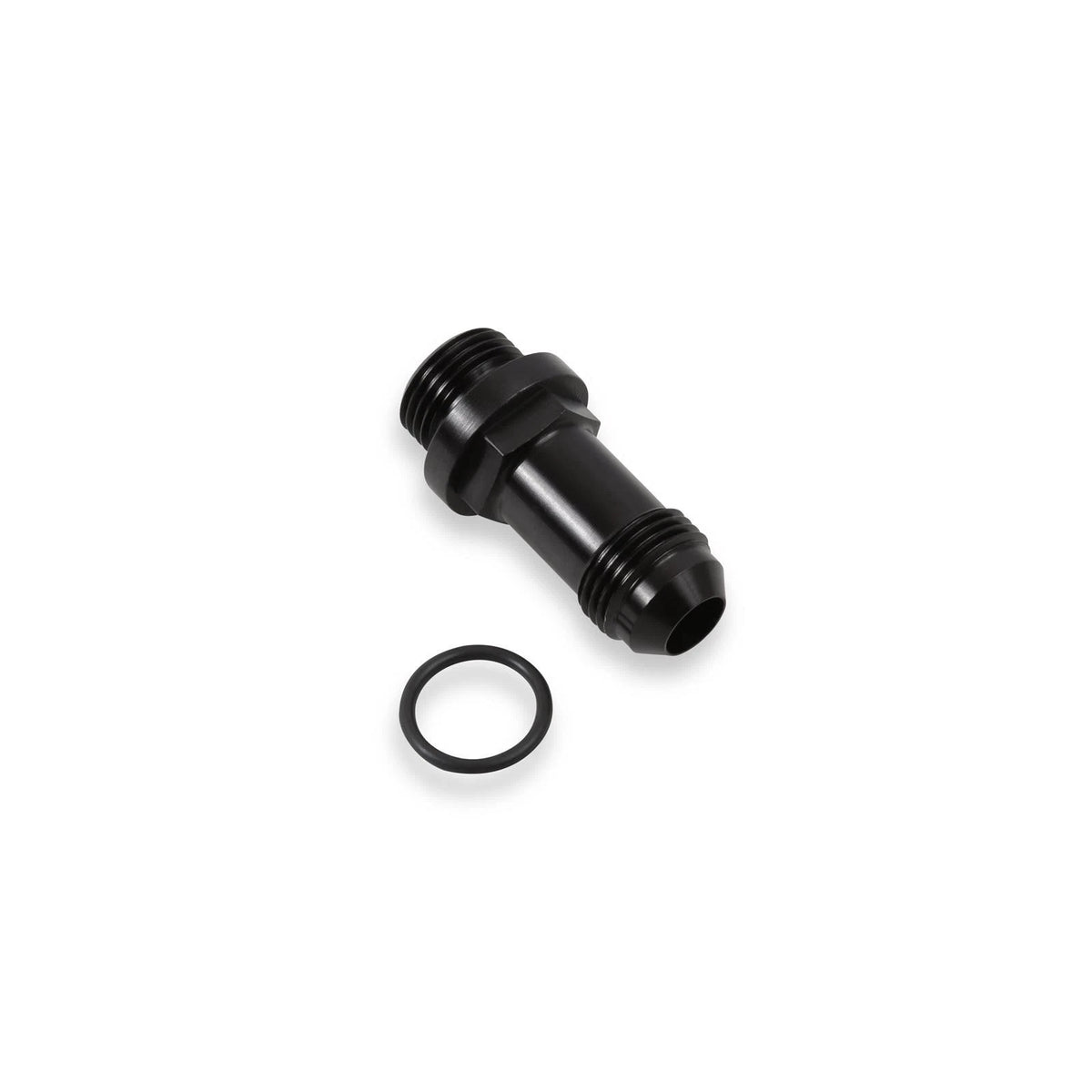 Long Male Fuel Inlet Fitting for Holley (-8 AN, Black) (26-153-1)