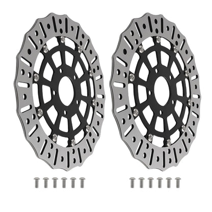 2X Black Front Rotor Disc for Harley-Davidson Road King (2008–2021) 299mm