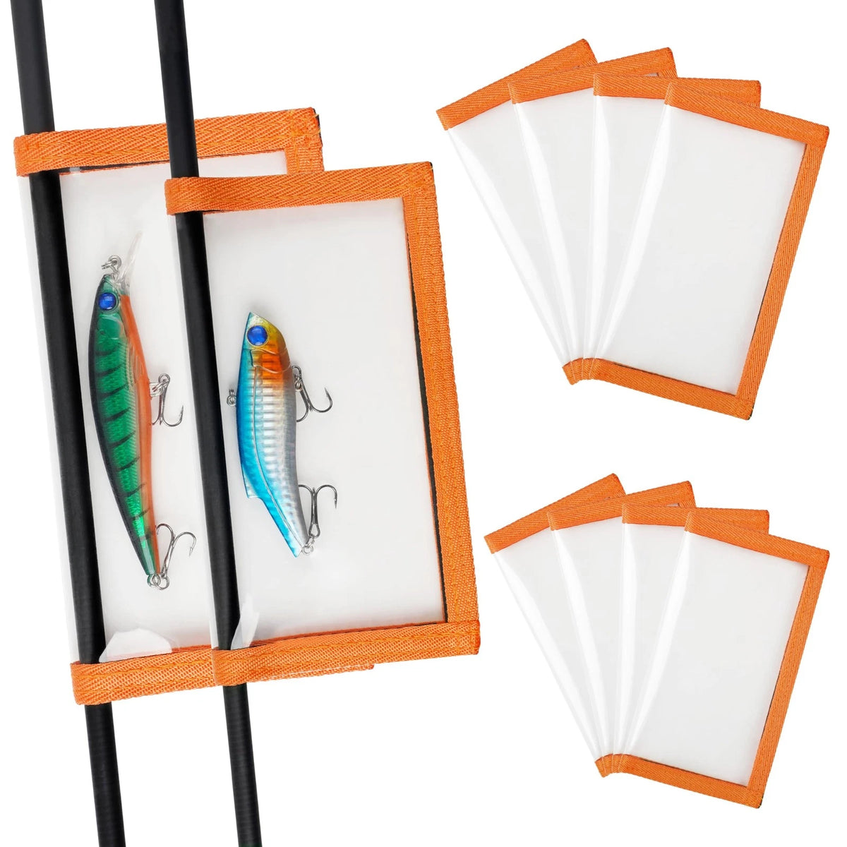 5 Pack Fishing Lure Wraps for Medium Lures (6.9"x3.8"), Orange